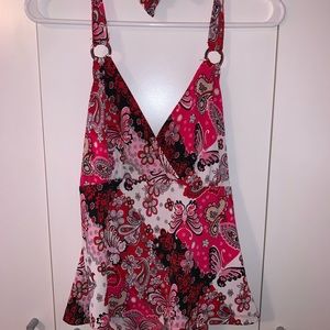 Juniors XL Red and Black Halter Top